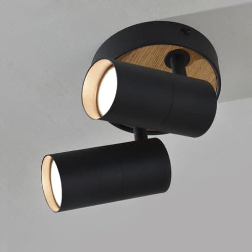 Image of Ceiling Spotlights Rotatable,2 Way Wood Kitchen Lighting Ceiling Lights,Modern Black Ceiling Light with Metal Lampshade,Indoor Gu10 Spot Light Ceiling for Bedroom,Hallway,Living Room,Study Room