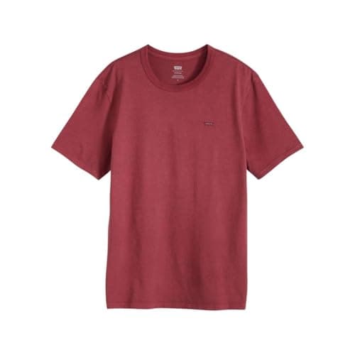 Image of Levi's Men's T-Shirt Original in Cotton with Crew Neck, Red (Garment Dye Oxblood), XL