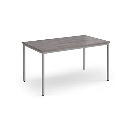Image of Mr Office Flexi 25 rectangular table with silver frame 800mm deep, 1400, Grey oak