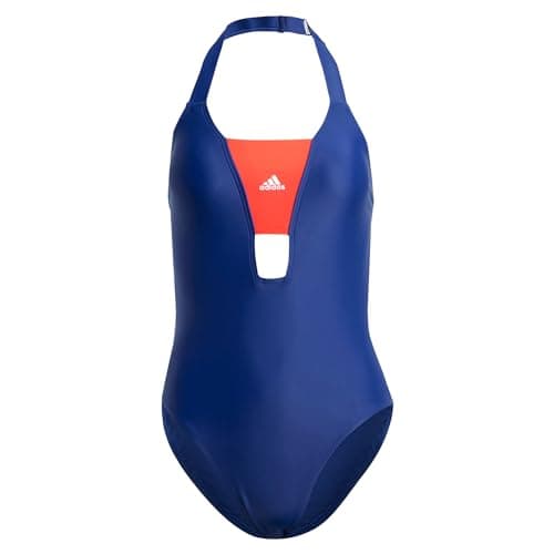 Image of adidas Women's Sportswear Colorblock Swimsuit, Dark Blue/Bright Red, 42