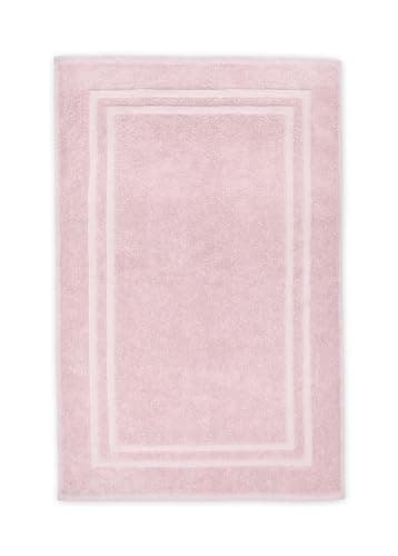 Image of La Maison 100% Cotton Super Soft and Absorbent Bath Mat Shower Mat 50cms x 80cms Hotel Frame Stripe Border (Blush Pink)