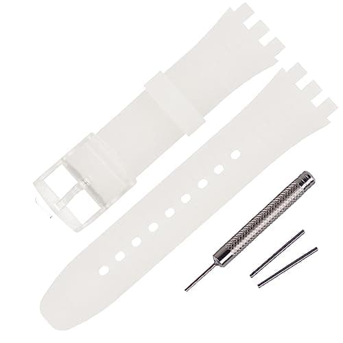 Image of Rihahisy 16mm Ultra-thin Silicone Rubber Watch Strap/Watch Band Replacement for Swatch (Translucent)