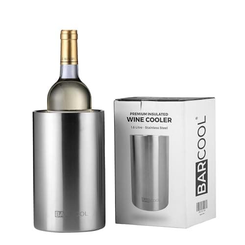 Image of Barcool Wine Cooler Sleeve | Stainless Steel Double Walled Insulated Wine Bottle Cooler for Wine & Champagne | Portable, No Ice Needed, Condensation Free Wine Chiller for Home & Outdoor Use - Silver