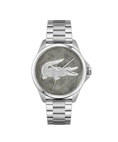 Image of Lacoste Three Hand Quartz Movement Watch for Men LE Croc Collection with Silver Stainless Steel Bracelet - 2011393