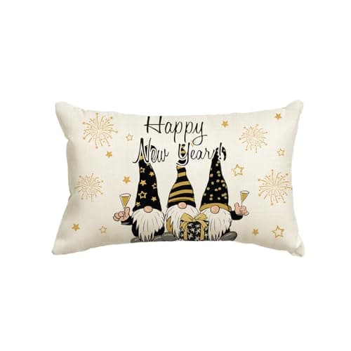 Image of Artoid Mode Gnome Star Happy New Year 2026 Cushion Cover, 30x50 cm Winter Decorative Pillow Case Cover Sofa Living Room Outdoor Decor
