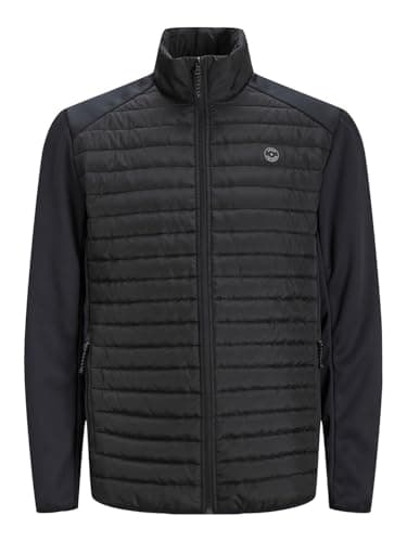 Image of JACK & JONES Mens Jjemulti Collar Noos Quilted, Black, L UK