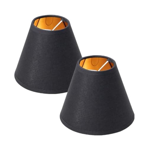 Image of Set of 2 Modern Small Tapered Drum Lamp Shade Clip on E14 Bulb, Fabric Lampshade for Beiside Table Wall Lamp Crystal Chandelier,15x8x13cm, Black