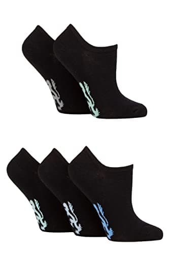 Image of Pringle of Scotland Kids 5 Pack Trainers Socks Womens Black 4-8