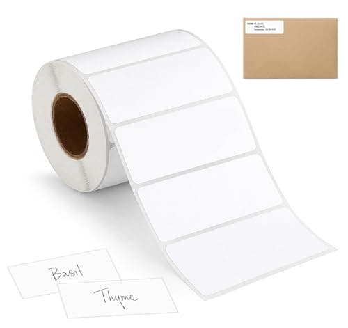Image of ilauke 1000 White Sticky Labels Roll 89mm x 36mm Self Adhesive Address Labels Stickers On Roll Bulk Blank Label for Printer Parcels Parcel Envelope Shipping Storage Container