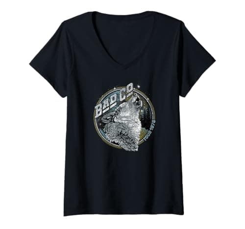 Image of Womens Bad Company Howling Wolf Tour 1976 V-Neck T-Shirt