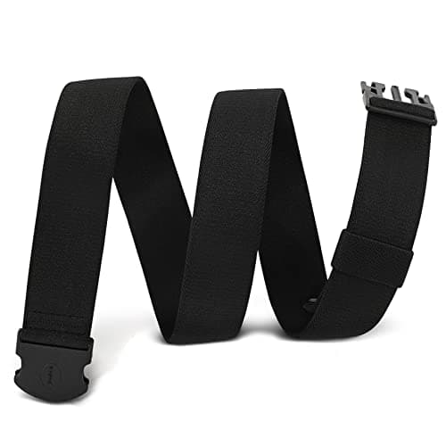 Image of WHIPPY Mens Elastic Stretch Work Belt Unisex Adventure Web Sports Belt with Metal Free Buckle Adjustable Belts for Women Men,Black 55"