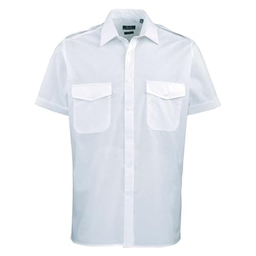 Image of Premier Mens Short Sleeve Pilot Plain Work Shirt (17.5) (Light Blue)
