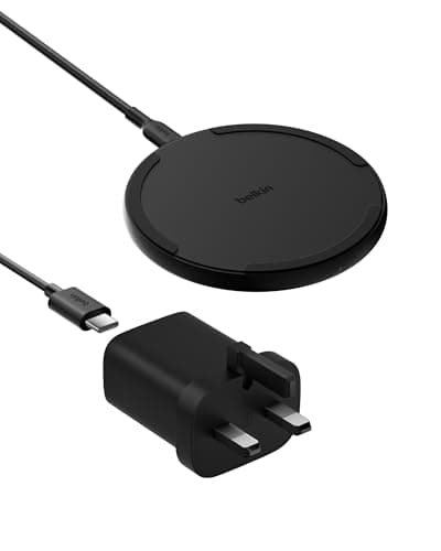 Image of Belkin Wireless Charging Pad 15W - Qi Charger, Charging Station for Apple iPhone 17, Air, 16, 15, 14, 13, 12 Series, AirPods, Samsung Galaxy, Google Pixel - 1.5m Cable Included (No PSU) - Black