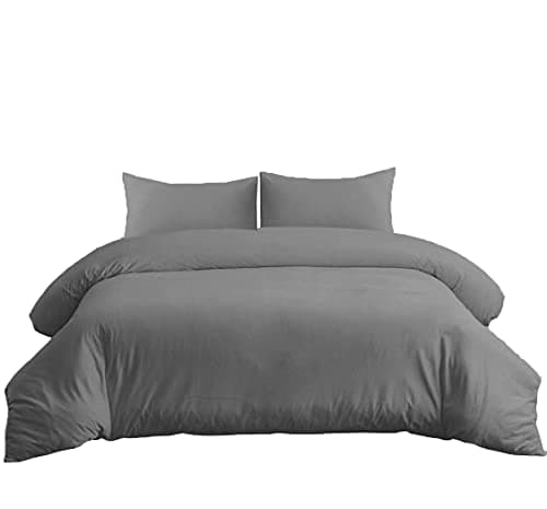 Image of Sapphire Collection 100% Egyptian Cotton 200 Thread Count Duvet Cover With Pillow Case Bedding Set (Grey, Double)