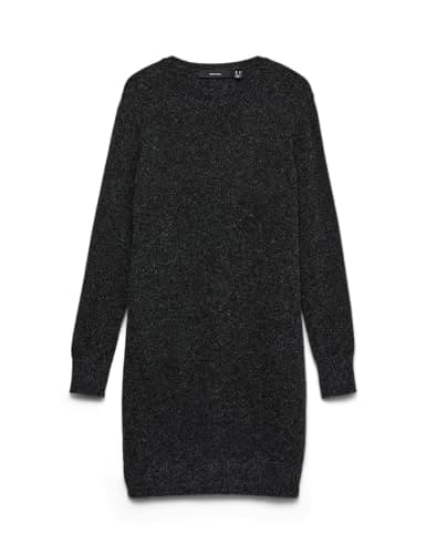 Image of Vero Moda Women's Vmdoffy Ls O-neck Noos Dress, Black (Black Detail: Melange), M UK