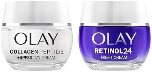 Image of Bundle of Olay Collagen Peptide Face Moisturiser Day Cream SPF 30 50ml + Olay Retinol 24 Night Cream Face Moisturiser 50ml