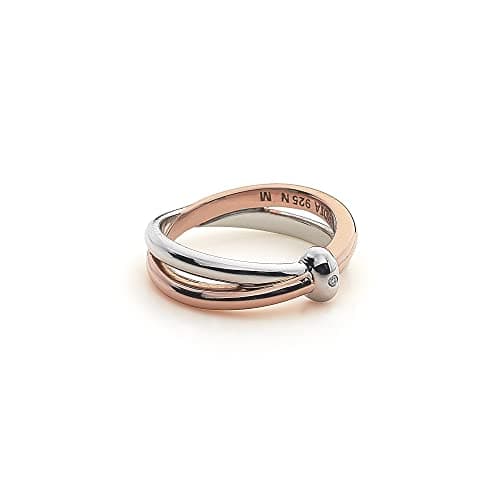 Image of Hot Diamonds Eternity Interlocking Silver Ring for Women | Sterling Silver & 18ct Rose Gold Vermeil with a Real Diamond Ring | Symbolic Mixed Metal Ring from The Eternal Jewellery Collection - Size M
