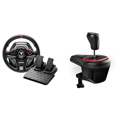 Image of ThrustMaster T128 Force Feedback Racing Wheel with Magnetic Pedals + TH8S Shifter Add-On, 8-Gear Shifter Compatible with PlayStation and PC