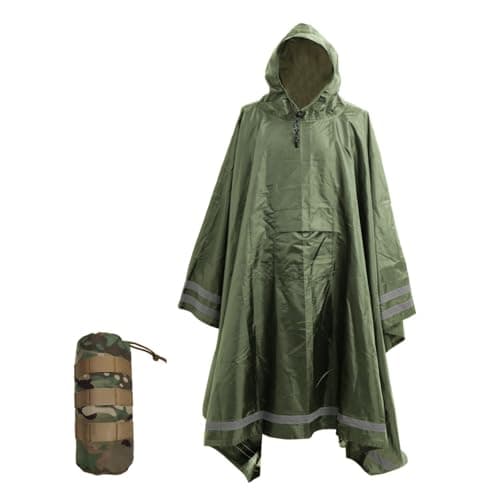 Image of Nomadnia Plus Size Rain Poncho with Hood and Reflective Stripes, Plus Size Poncho, Big and Tall Rain Poncho, Ideal as Rain Ponchos for Adults Plus Size.Dark Green