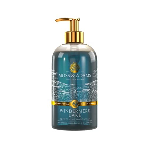 Image of Moss & Adams Refreshing Antibacterial Vegan Handwash, Windermere Lake, Cedarwood, 500ml