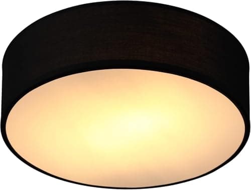 Image of Monzana® Flush Ceiling Light, Black Fabric 30cm for 1x E27 Bulb Socket for LED Bulbs max. 40w, Suitable for Living Room, Kitchen, Bedroom, Home Office, Hallways, Kids Room Ceiling Flush Light