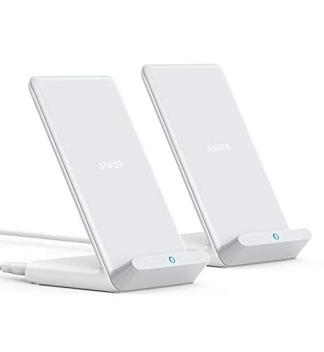 Image of Anker Wireless Charger 2 Pack PowerWave Stand Qi-Certified Wireless Charging Stand, 7.5W for iPhone Xs Max XR XS X 8 / 8Plus, 10W Fast Charging Galaxy S10 S9 S8, Note 10 Note 9 Note 8 (No AC Adapter)