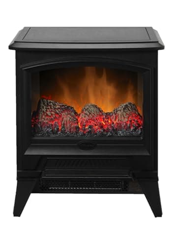 Image of Dimplex Casper Optiflame Electric Stove, Black Freestanding Wood Burner Style Electrical Fire with LED Flame Effect, Ember Fuel Bed, 2kW Fan Heater And A Choice Of 1000 or 2000 Watt Heat Settings