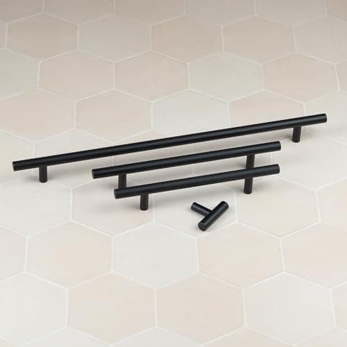 Image of 320mm Matt Black Bar Cabinet Handle Cupboard Door Drawer Pull
