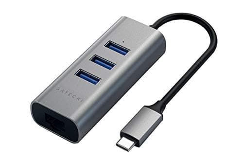 Image of SATECHI USB-C Hub Adaptor with 3x USB-A 3.0 Ports & Ethernet, for MacBook Air & Pro M5 M4 M3 M2, iPad, iPhone 17, 16, 15, Surface, ThinkPad – Space Grey