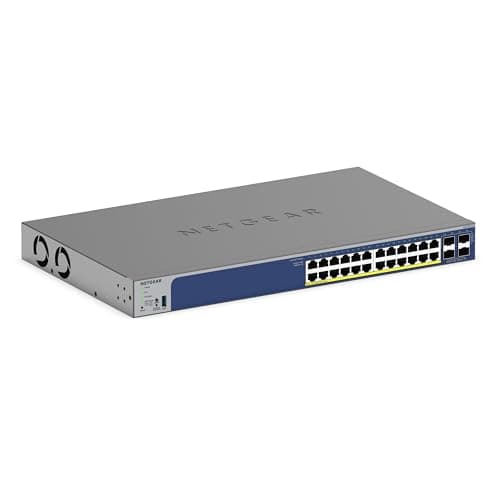 Image of NETGEAR 28-Port PoE+ Gigabit Ethernet Smart Switch (GS728TXP) - Managed, Optional Insight Cloud Management, 24 x PoE+ @ 190W, 4 x 10G SFP, Desktop or Rackmount and Limited Lifetime Protection
