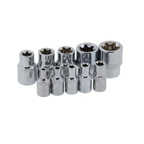 Image of Neilsen CT0732 10pc Star Socket Set 1/4in & 3/8in Drive E4–E18 Chrome Vanadium with Socket Rail