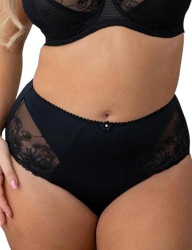 Image of Pour Moi? Women's St Tropez High Waist Deep Brief Full Brief, Black (Black Black), 16 (Manufacturer Size: 16)