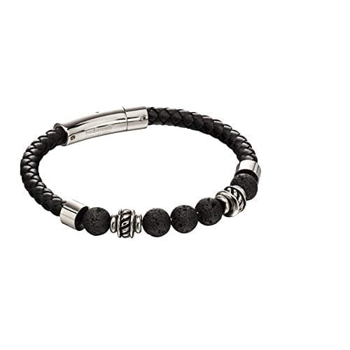 Image of Black Lava Bead Leather Bracelet