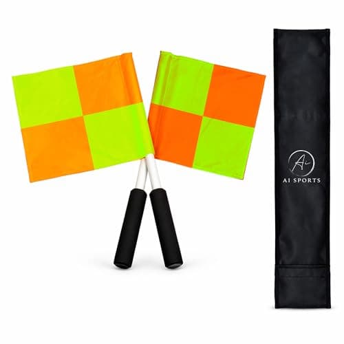 Image of AI SPORTS Football Linesman Flags with Pouch – Fluorescent Orange & Yellow Touchline Referee Flags – Soccer Assistant Referee Signal Flags for Matches & Training