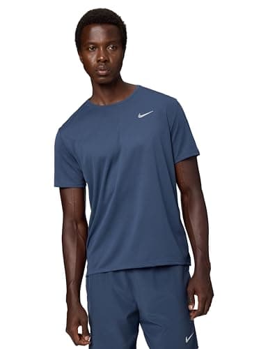 Image of Nike Miler Dri-Fit Uv Short Sleeve Running Top for Men, Thunder Blue/Reflective Silv, DV9315-437, L
