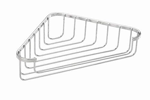 Image of Croydex Corner Basket - Bathroom Storage Solution, Chrome Mild Steel Shower Caddy, Elegant Bathroom Accessory with Screw to Wall Fixings, Wall Plugs & Screws Included, Holds Up to 5kg