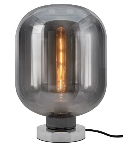 Image of Smoked Glass Orb Table Lamp Retro Chrome Globe Desk Lamp Glass H3020