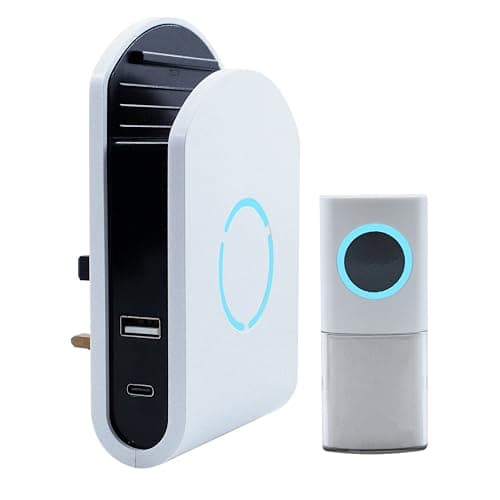 Image of Uni-Com Wireless Plug-in Door Chime with Built-in USB-A & USB-C Charger, 200m Operating Range, 30 Different Chimes, LED Chime Alert, Easy Install