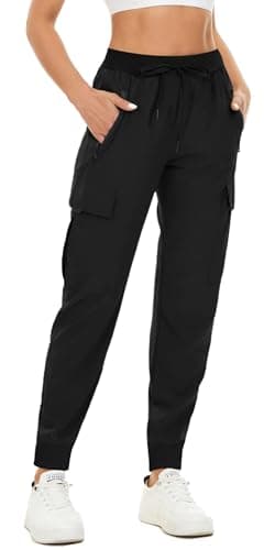Image of SMENG Cargo Trousers - Flattering Black Joggers for Women's Office Wear & Fitness - Tapered Pants Size XL (UK18-20)