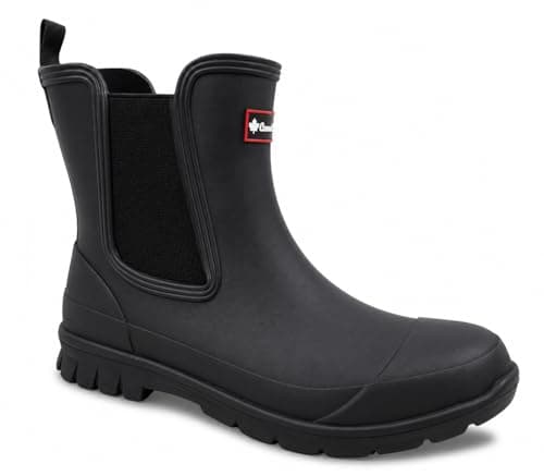 Image of Canadiana Ladies Short Wellies Rubber Boots Twin Gusset Equestrian Black Womens Waterproof Riding Dog Walking Grip Sole (6, UK Footwear Size System, Adult, Women, Numeric, Medium, 6)