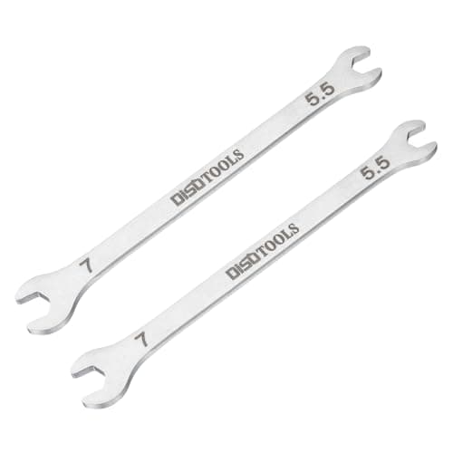 Image of sourcing map 2pcs Thin Open End Wrench 5.5mm x 7mm Metric Sandblasting Plated 3cr13 Stainless Steel, Double Ended Slim Spanner for Household Maintenance and General Repairs
