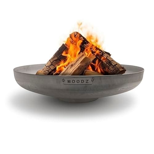 Image of MOODZ Outdoor Living Fire Bowl 80 cm - Fire Bowls for the garden - Fire Pit outdoor & Fire Barrel - Fire Bowl with opt. grill grate made Stainless Steel - Fire Basket for the Garden - 80x80x21 cm