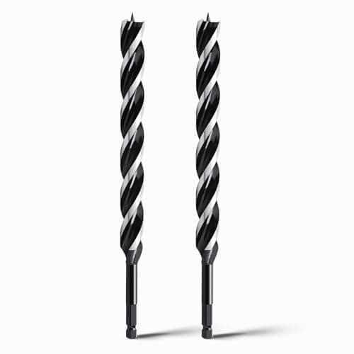 Image of hsawbit Wood Drill Bits, 2pcs x 20mm x 300mm Auger Drill Bit Extra Long Drill Bits Wood Plastic, Drywall Woodworking Hole Drill Bit