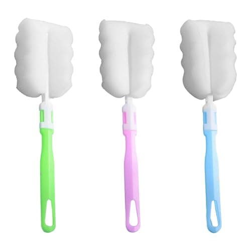 Image of Soft Sponge Bottle Brushes - ShiningUU 3 Pcs Water Bottle Cleaning Brush with Long Handle, Adjustable Cup Brushes for Water Bottles, Thermoses, Mugs, Feeding Bottles | Ideal for Home & Outdoor Use