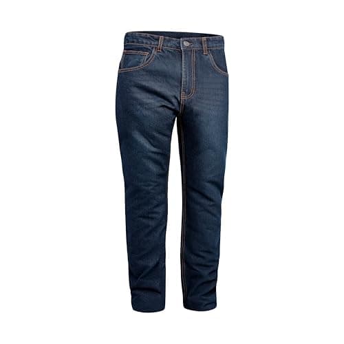 Image of GREAT BIKERS GEAR - Men Engineered Protective Jeans Aramid Lining Motorcycle Biker Trousers Reinforced Protection Lining, Knee and Hip Armours Protector (Dark Blue,38W X 32L)