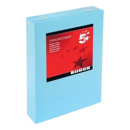 Image of 5 Star Office Coloured Copier Paper Multifunctional Ream-Wrapped 80gsm A4 Medium Blue [500 Sheets]+Free finchley Refill Pen (1)