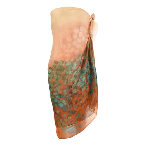 Image of Makroyl Womens Sexy Bohemian Floral Beach Cover Up Sarong Wrap Swimsuit Beachwear (B-Orange)
