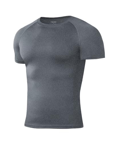 Image of Niksa 1Pack Gym T Shirts Men Compression Shirt Breathable Active Wear Muscle Fit Running Top Quick Dry Base Layers Tights Clothes for Sports, Grey,S