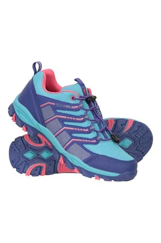Image of Mountain Warehouse Bolt Kids Active Waterproof Shoes - Rainproof IsoDry Sneakers with Mesh Upper, EVA Cushion, Boys & Girls - Spring Summer, Walking & Outdoors Bright Blue Junior Shoe Size 4