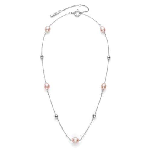 Image of Olivia Burton Women's BY THE SEA PEARL Collection Beaded Necklace in Stainless Steel with Rose-Tone Freshwater Pearls - 24100201